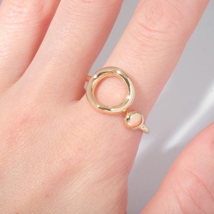 Кольцо &laquo;Минимал&raquo; круги дуэт, цвет золото, безразмерное