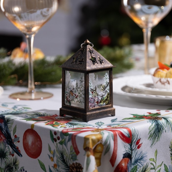 Светодиодная фигура &laquo;Бронзовый фонарь с лосём и косулей&raquo; 6.3 &times; 12 &times; 6.3 см, пластик, батарейки AG13х3 (в комплекте), свечение тёплое белое