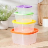 Набор пищевых контейнеров &laquo;BioFresh&raquo;, 4 шт: 0,23 л, 0,5 л, 0,9 л, 1,55 л, прозрачные, крышки микс