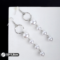 Серьги с жемчугом &laquo;Аврора&raquo; дорожка на кольце, цвет белый в серебре