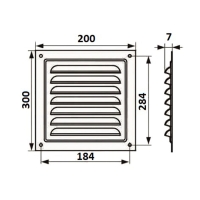 Решетка вентиляционная ZEIN Люкс РМ2030КР, 200 х 300 мм, с сеткой, металлическая, коричневая