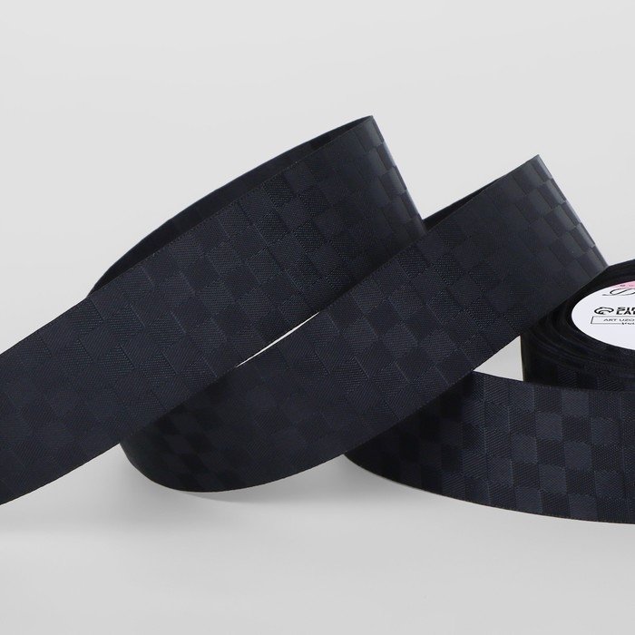 Лента декоративная &laquo;Квадраты&raquo;, 25 мм &times; 9,1 &plusmn; 0,5 м, цвет чёрный
