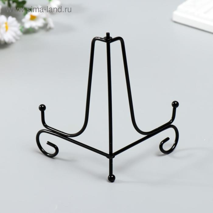 Подставка для тарелок металл 17,5х11,5 см, чёрная "Узорная" для тарелок d=18-20 см