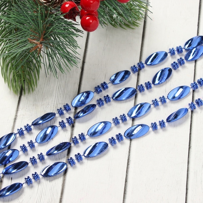 Бусы на ёлку 2,7 м "Бочонки и волна" микс