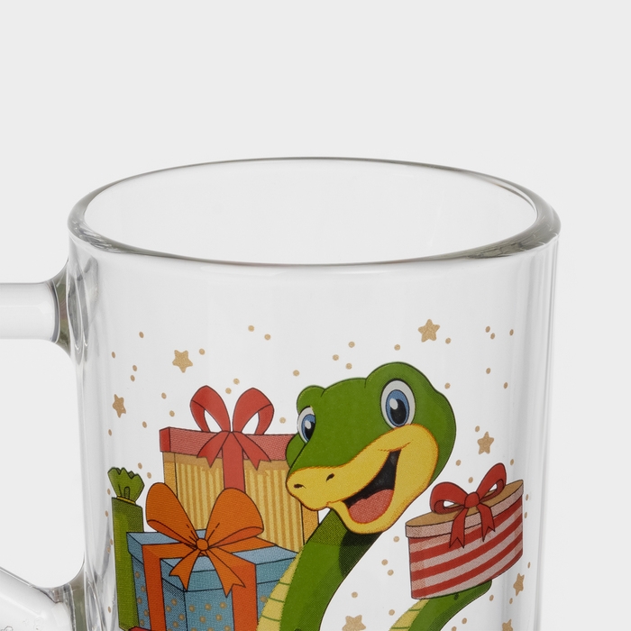 Кружка стеклянная чайная &laquo;Новогодние змейки&raquo;, 200 мл, МИКС