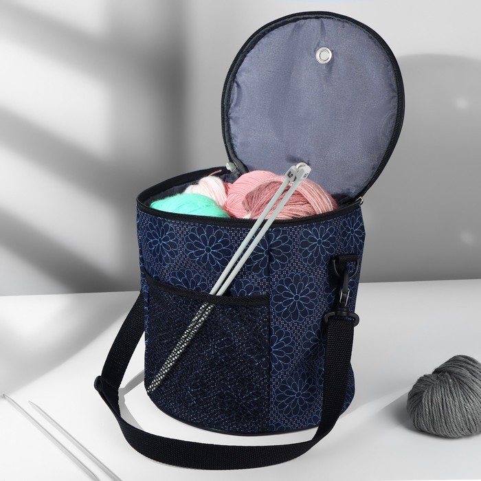 Сумка-футляр &laquo;Синие цветы&raquo;, 2 люверса, d = 21 &times; 23 см, цвет разноцветный