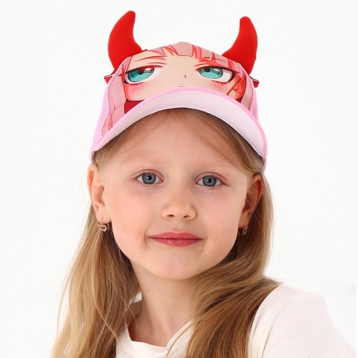 Кепка детская для девочки «Чертенок» аниме с заколками, р-р 52-54 5-7 лет Кепка детская для девочки «Чертенок» аниме с заколками, р-р 52-54 5-7 лет