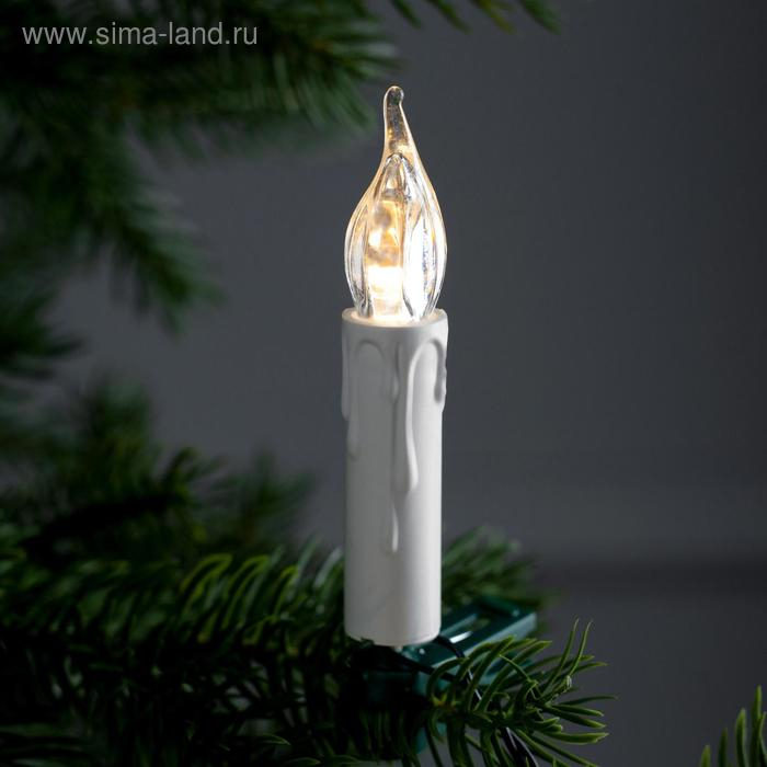 Гирлянда &laquo;Нить&raquo; 6 м с насадками &laquo;Свечи на прищепке&raquo;, IP20, тёмная нить, 30 LED, свечение тёплое белое, 220 В