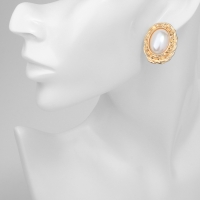 Серьги с жемчугом &laquo;Абстракция&raquo; зеркало, цвет золото