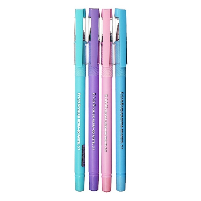 Ручка шариковая ErichKrause ULTRA-30 Stick&Grip Paste, узел 0.7 мм, чернила синие, резиновый держатель, длина линии письма 2000 метров
