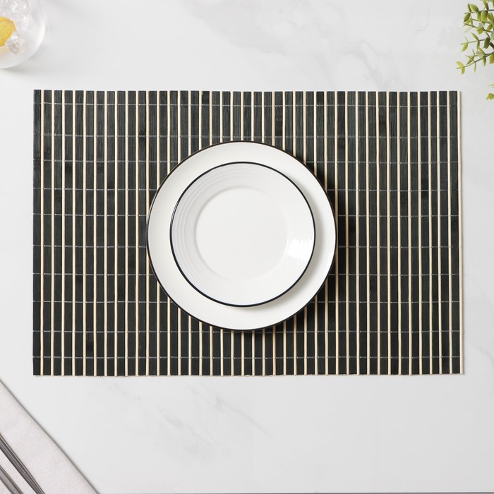 Салфетка сервировочная на стол &laquo;Соломка черная&raquo;, 45&times;30 см, цвет чёрный