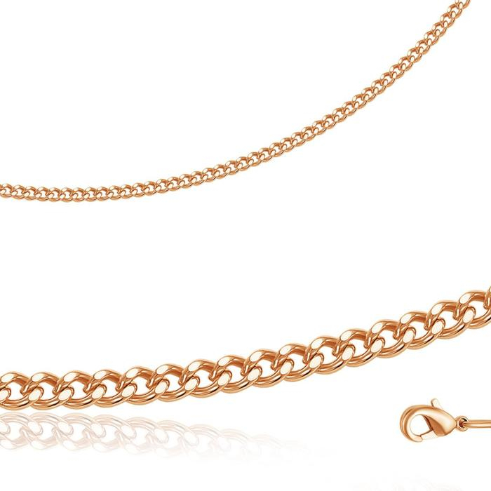 Цепь &laquo;Панцирное плетение&raquo; ривьера, розовое золочение, 55 см