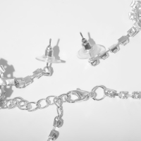 Набор 2 предмета: серьги, колье &laquo;Элит&raquo; круги в узорах, цвет белый в серебре, 40 см