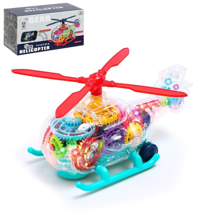 Вертолет &laquo;Шестерёнки&raquo;, свет и звук, работает от батареек