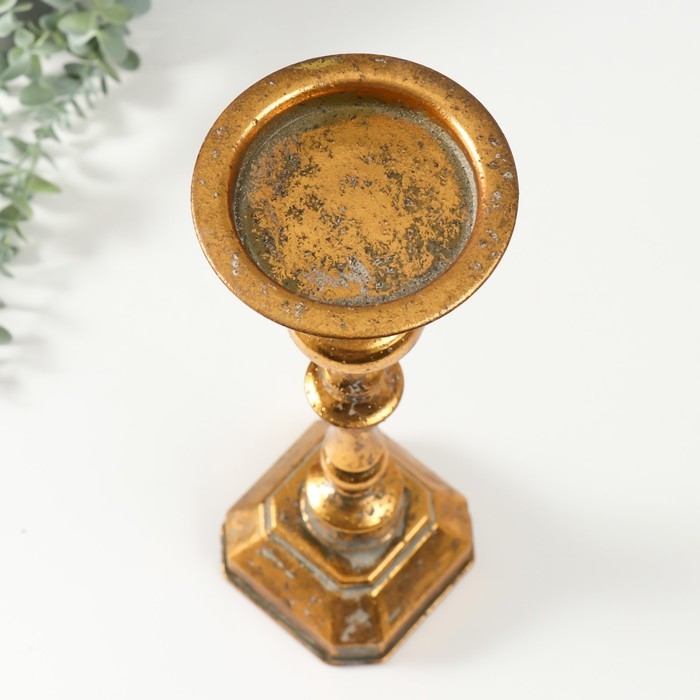 Подсвечник металл на 1 свечу "Фауст" состаренная бронза 11х11х39 см