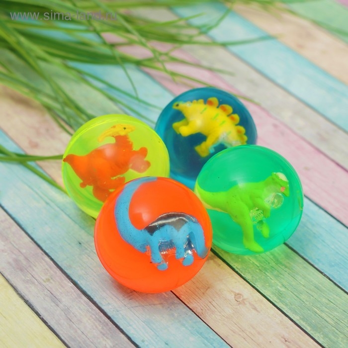 Мяч каучуковый &laquo;Динозавр&raquo;, диаметр 4,5 см, цвета МИКС