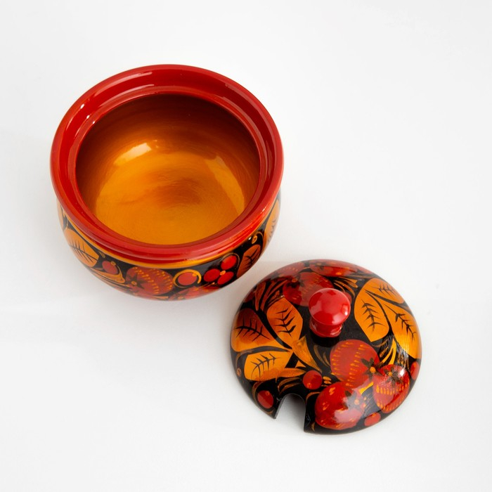 Сахарница &laquo;Ягодка&raquo;, малая, 9&times;9 см, хохлома