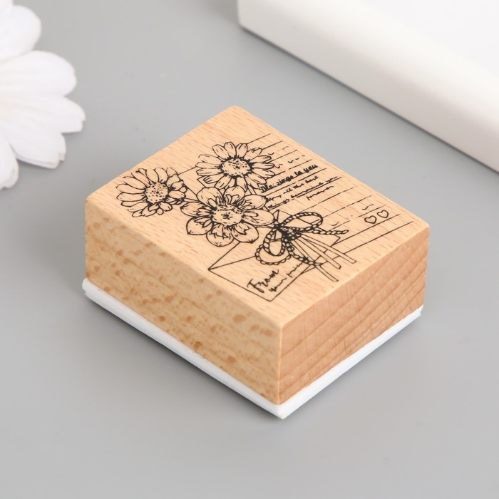Печать дерево, резина Печать дерево, резина "Письмо с маргаритками" 5х4х2,5 см