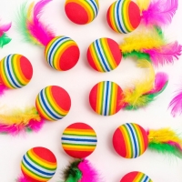 Шарик с перьями для кошек, 3,4 см, фасовка по 50 шт, микс цветов Шарик с перьями для кошек, 3,4 см, фасовка по 50 шт, микс цветов