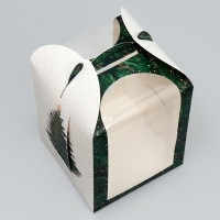 Складная коробка под маленький торт &laquo;Ёлочка&raquo;, 15 х 15 х 18 см, Новый год