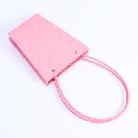 Сумка для цветов тиснение розовый влагостойкая, 17x17-11.5x11.5-20 см