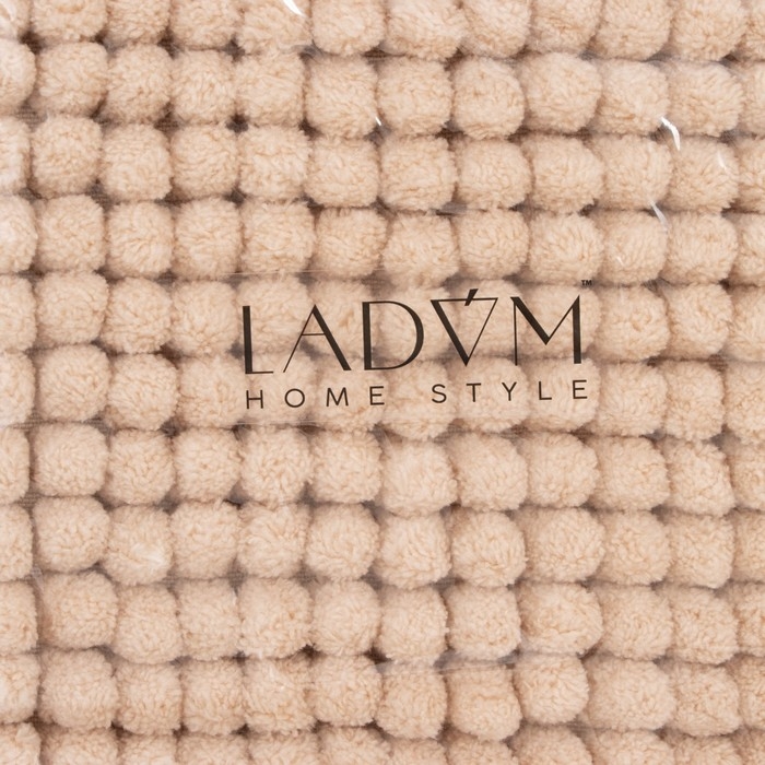 Коврик "Букли" для ванной 38х60 см, бежево-персиковый, микрофибра