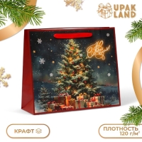 Новый год. Пакет подарочный новогодний бумажный, "Ёлка", 31 х 26 х 11 см.