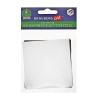 Холст на картоне с магнитои 7,5 х 7,5 см, хлопок 100%, акриловый грунт, набор 4 штуки, BRAUBERG Холст на картоне с магнитои 7,5 х 7,5 см, хлопок 100%, акриловый грунт, набор 4 штуки, BRAUBERG