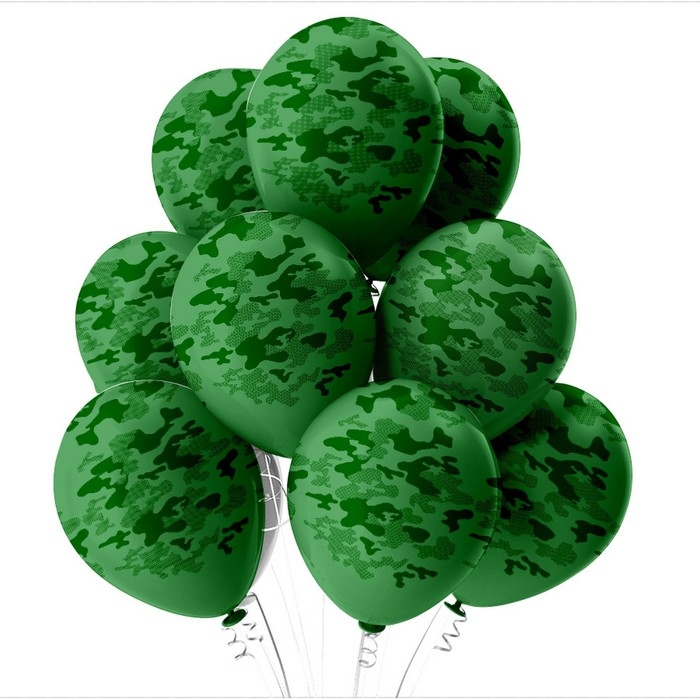 Шар латексный 12" &laquo;Камуфляж&raquo;, 5-сторонний, набор 25 шт.