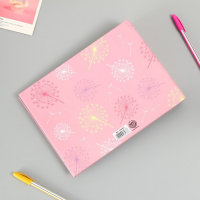 Фотоальбом 25 листов (уголки+кольца) "Одуванчики на розовом" 27х19 см