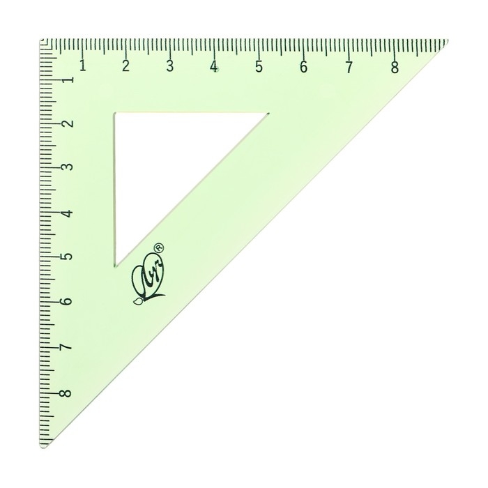 Набор чертёжный 4 предмета (линейка 15 см, угольник 30 &deg;/ 60 &deg;, 10 см; угольник 45 &deg;/ 45 &deg;, 8 см; транспортир 180 &deg;, 9 см), прозрачный зелёный