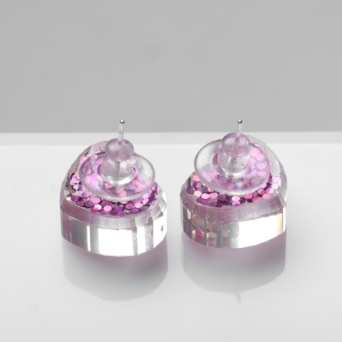 Серьги пластик &laquo;Карамель&raquo; сердце конфетти, цвет розовый