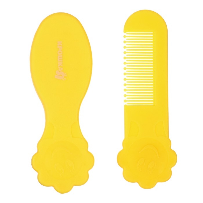Набор для ухода за волосами: расческа и щетка &laquo;Цветочек&raquo;,  цвет желтый