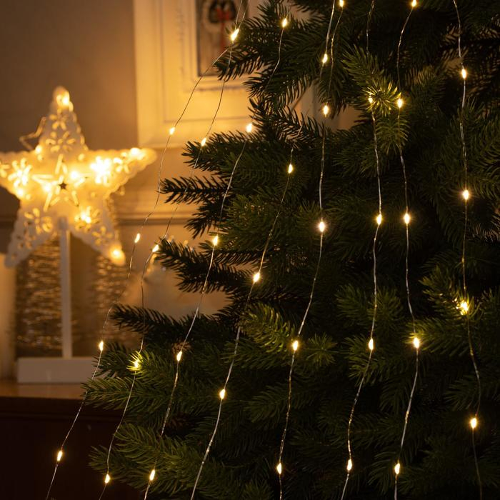 Гирлянда «Конский хвост» 8 нитей по 2 м, IP20, серебристая нить, 160 LED, свечение тёплое белое, USB Гирлянда «Конский хвост» 8 нитей по 2 м, IP20, серебристая нить, 160 LED, свечение тёплое белое, USB