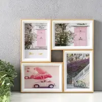 Фоторамка пластик на 4 фото 10х15 см "Двухцветная" бук и белый 30х30х2 см