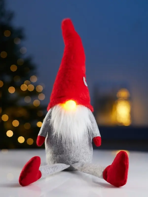 Фигура текстиль &laquo;Гномик в красной шапке&raquo; 60 см, 1 LED, LR1130х3 (в компл.), Т/БЕЛЫЙ