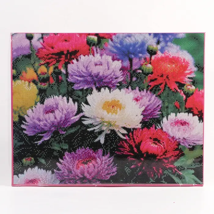 Алмазная вышивка полное заполнение "Астры", на раме, 40*50 см