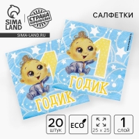 Салфетки бумажные &laquo;1 годик&raquo;, 25&times;25 см, набор 20 шт.