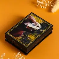 Шкатулка &laquo;Пара лошадей&raquo;, 10&times;14 см, лаковая миниатюра