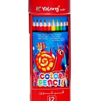 Карандаши 12 цветов МИНИ в металл тубусе, трехгранные , деревянные, Морские обитатели