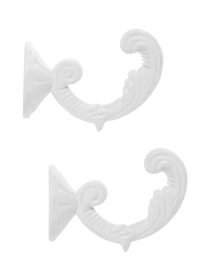 Крючок для штор ТУНДРА KS002, однорожковый, цвет белый, 2 шт