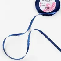 Лента атласная, с серебряным люрексом, 6 мм, 23&plusmn;1 м, синяя №038