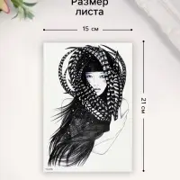 Переводная тату на тело цветная &laquo;Девушка в перьях&raquo;, 21&times;14.8 см