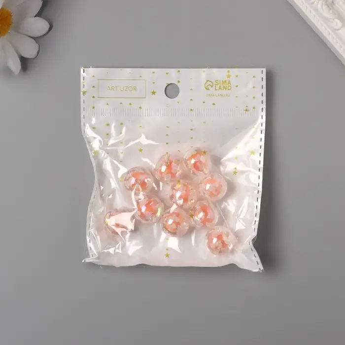 Бусина для творчества акрил "Белые бабочки" мандарин 1,6х1,6х1,6 см