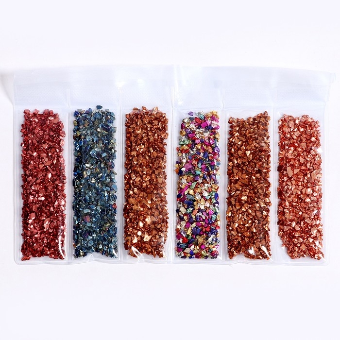Крошка стеклянная для эпоксидной смолы, набор 6 цветов, вес 1 цвета &mdash; 5 г