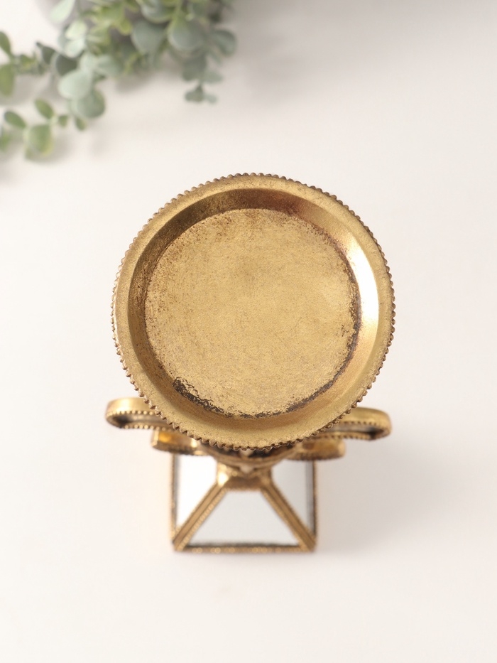 Подсвечник полистоун на 1 свечу "Зеркальная геральдическая лилия" 14х11х38,5 см