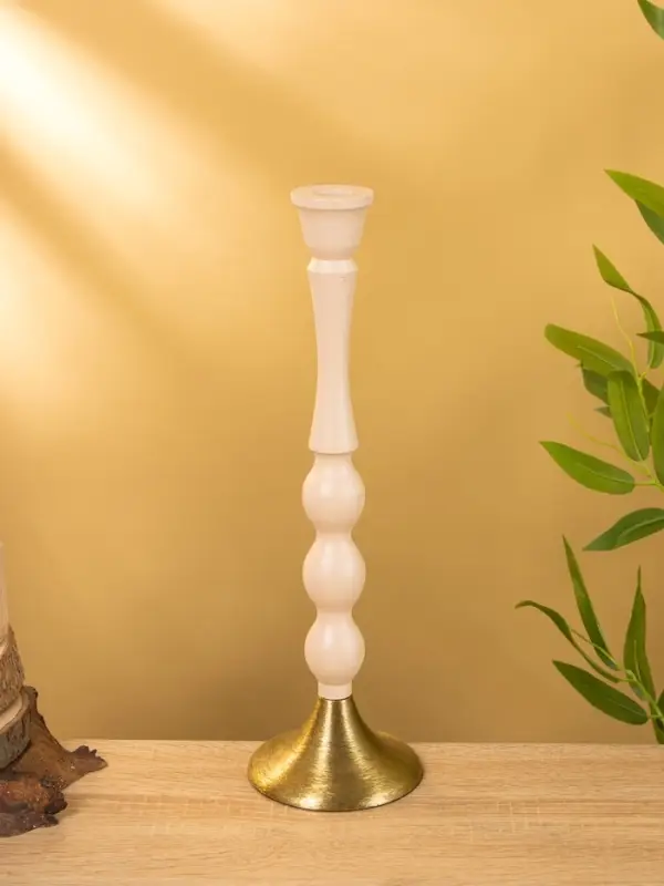 Подсвечник на 1 свечу "Бежевый" 10,5х10,5х34,5 см