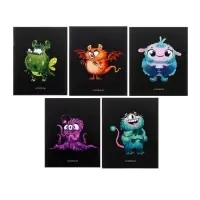 Тетрадь 48 листов в клетку, Calligrata &laquo;Инопланетные друзья&raquo;, обложка мелованный картон, МИКС