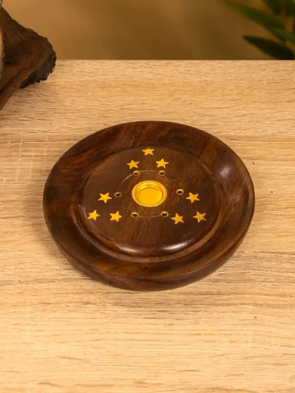 Подставка под благовония круглая "Звёзды" 12,5х12,5х2 см, дерево шишам
