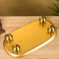 Блюдо сервировочное текстурное на золотых ножках сферах &laquo;Песок&raquo;, 29&times;15.5&times;7 +/- 0.5 см